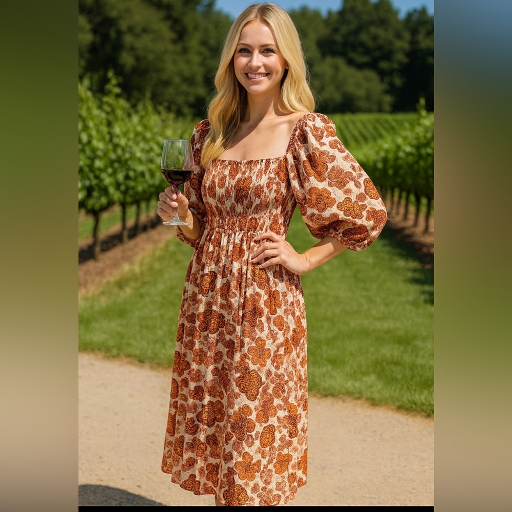 Sienna Sky Autumn Floral Maxi Dress. Size Large
